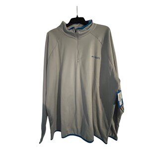 Columbia Mens PFG Quarter-Zip Pullover XXL Gray Lightweight Performance Gear Fis